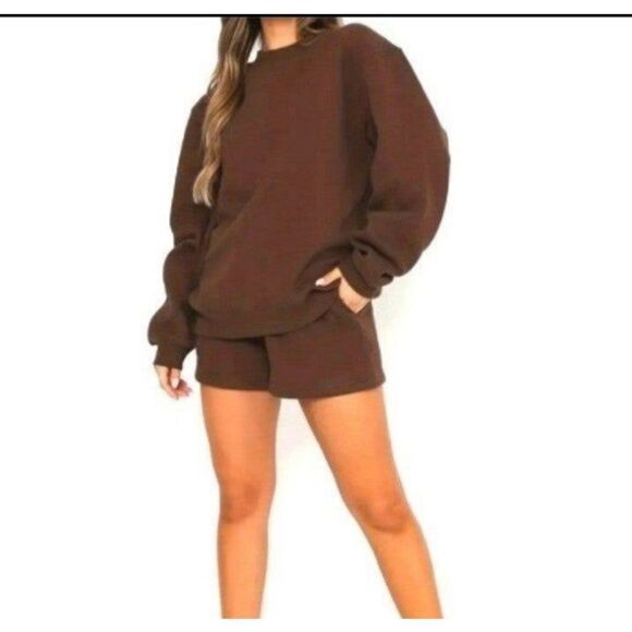 Cozy two-piece sweat shirt and shorts set sz X-large - Picture 3 of 7